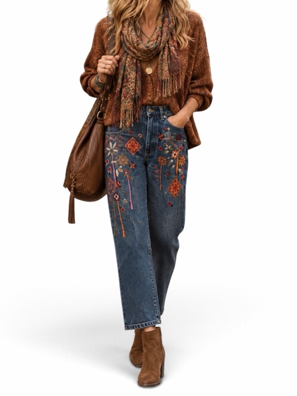 ASOS Florence Straight Leg Embroidered Jeans